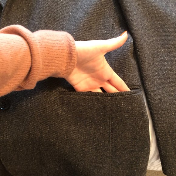 Calvin Klein Charcoal Wool Layered Hoodie Car Coat Overcoat Zip Closure - Picture 12 of 13